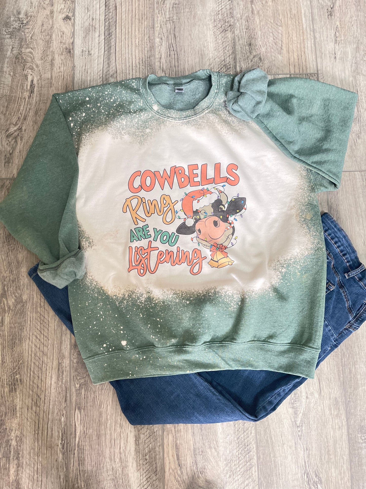 Cow Bells Ring Distressed Sweatshirt