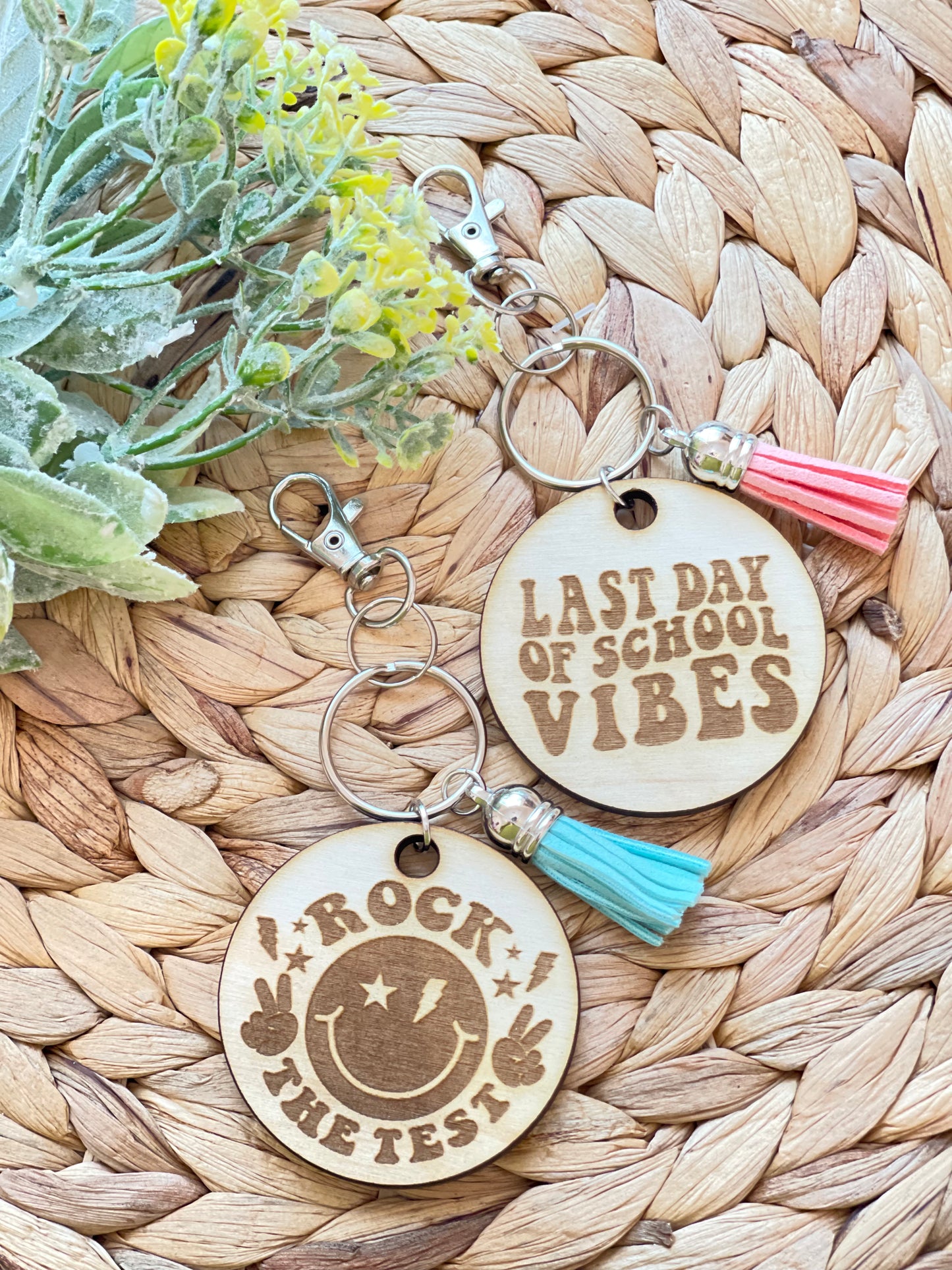 Last Day of School Vibes/Rock the Test Keychains